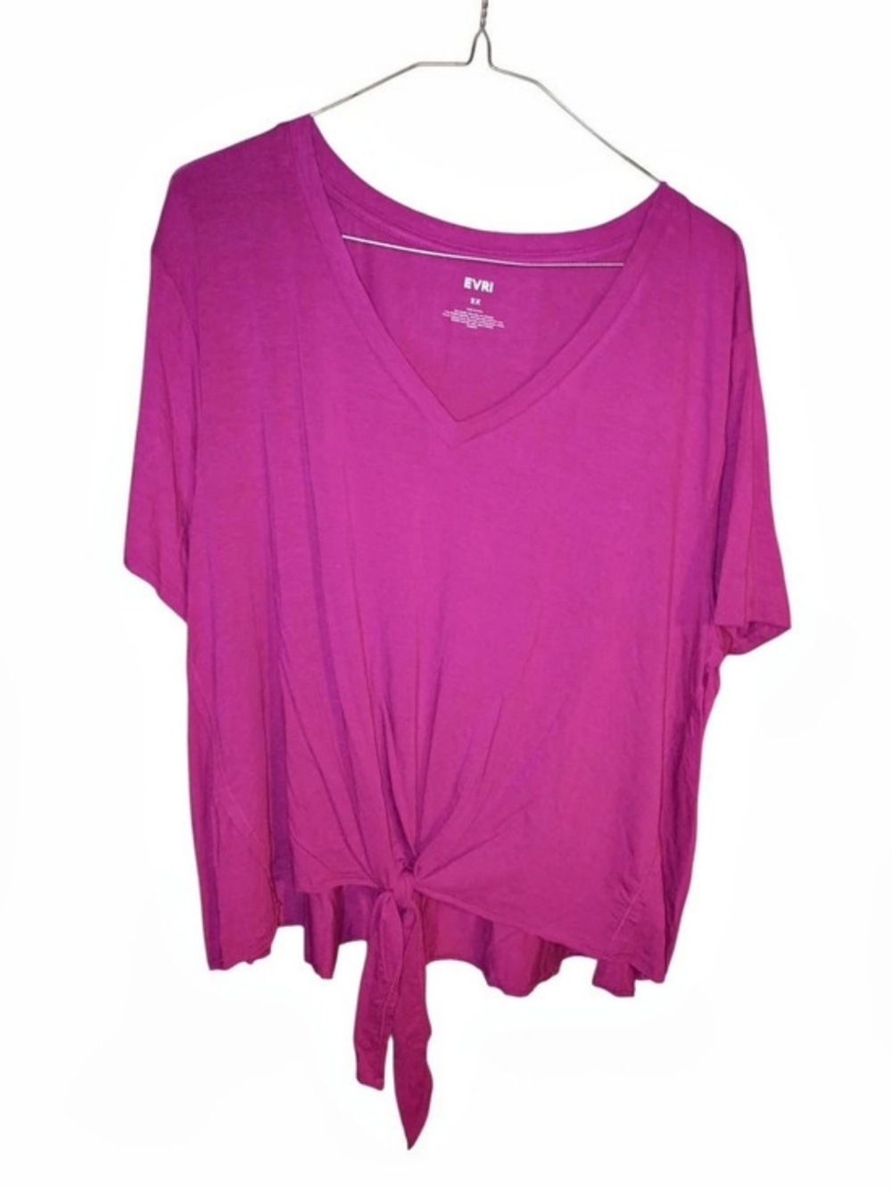 EVRI Tie-Front Short Sleeve Top in Pink NWT